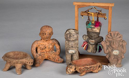 Six Pre-Columbian terra cotta artifacts