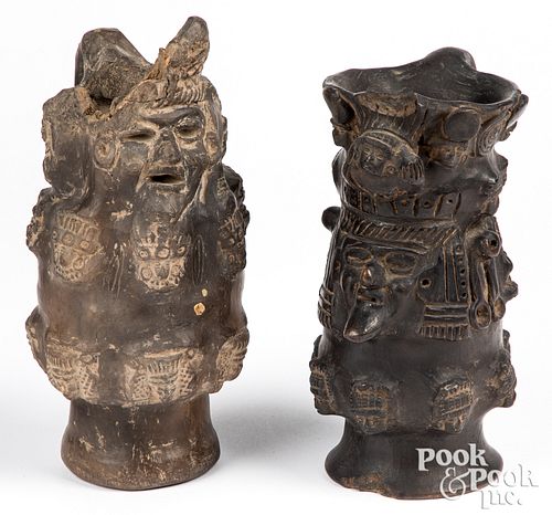 Two Pre-Columbian style effigy jars