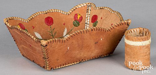 Native American Indian quill basket