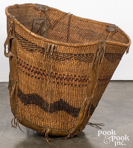Large polychrome Apache Indian burden basket