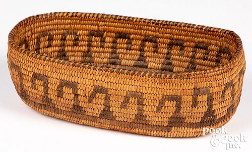 Papago Indian coiled oval basket, early 20th c.