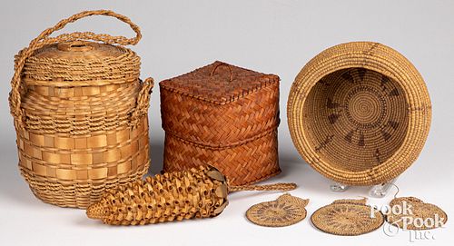 Native American basketry and woven raffia items