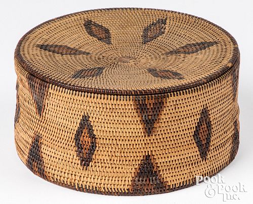 Alaskan Inuit woven lidded basket