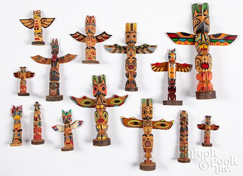 Fourteen Pacific Northwest Indian totem poles