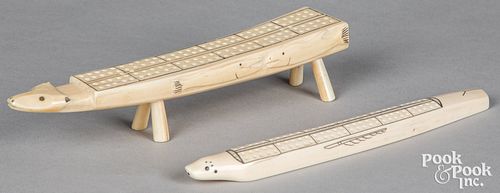 Two Inuit Alaskan Indian cribbage gameboards