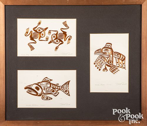 Bill Reid Haida copper embossed prints of animals