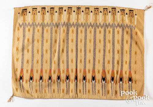 Vintage Navajo Indian Yei rug textile