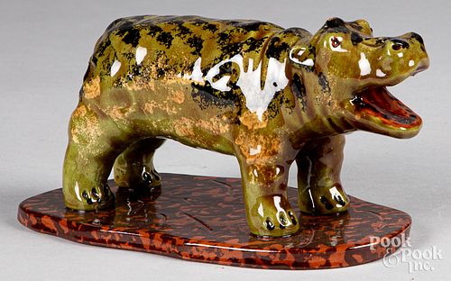 Lester Breininger figural redware hippopotamus