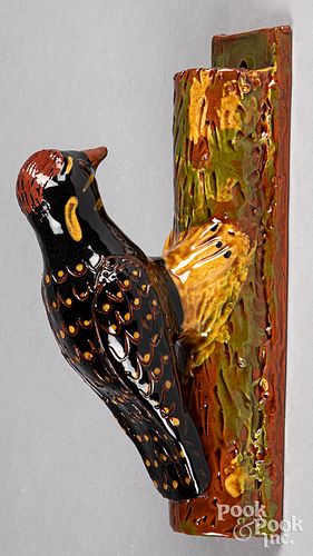 Lester Breininger redware woodpecker plaque
