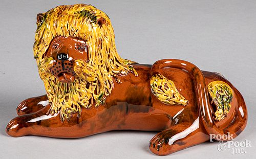 Lester Breininger figural redware recumbent lion