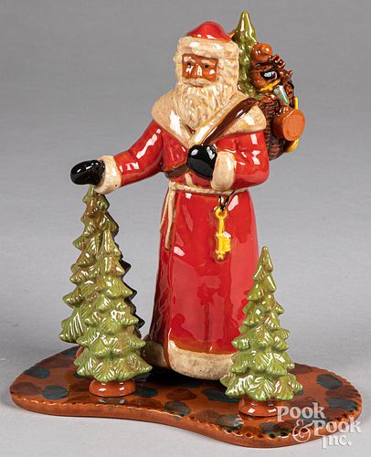 Lester Breininger redware Santa Claus on base