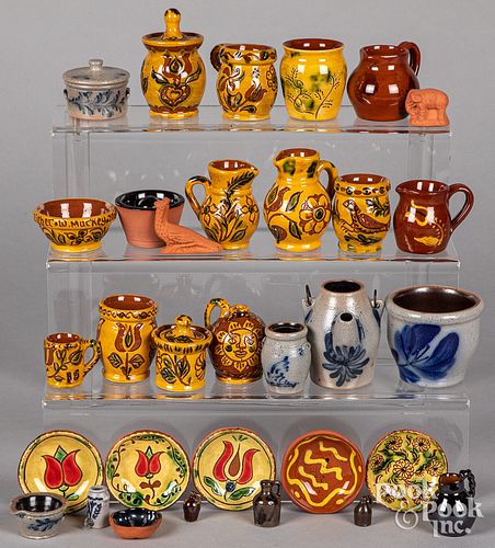 Large group of contemporary miniature redware, etc