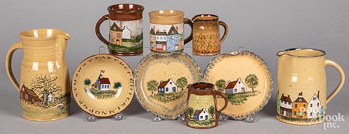 Nine pieces of Left Handed Russell Henry pottery