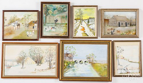 Five Calvin Reinhold oil on artist board paintings