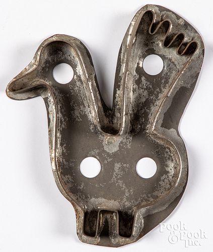 Folky tin bird cookie cutter, 19th c.