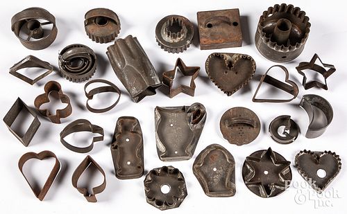 Large group of tin cookie cutters, 19th c.