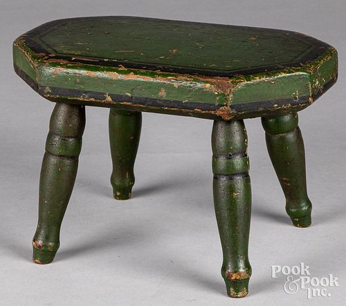 Pennsylvania painted pine foot stool, 19th c.