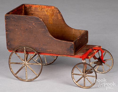 Primitive pine doll wagon, 19th c.