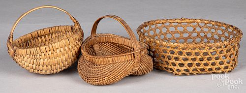 Three small splint baskets, 19th c.