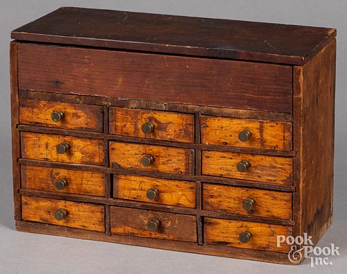 Small pine countertop parts cabinet, 19th c.