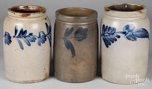 Three Pennsylvania stoneware jars, 19th c.