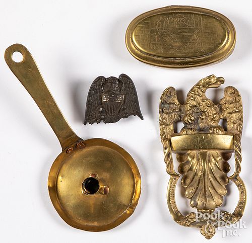 Four brass items, 19th c.
