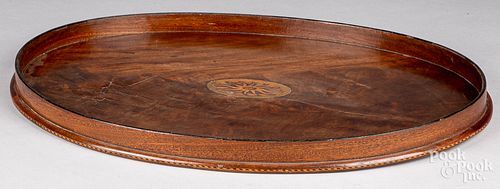 English inlaid mahogany tea tray, early 19th c.