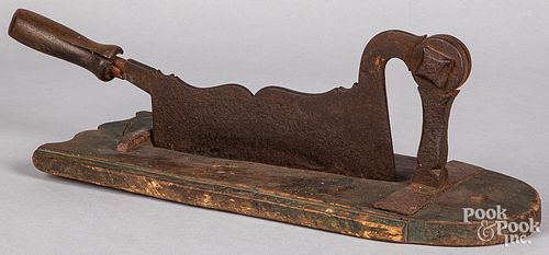 Wrought iron tobacco cutter, early 19th c.