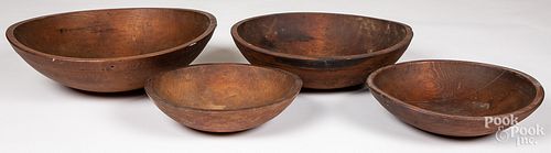 Four turned wood bowls, 19th c.