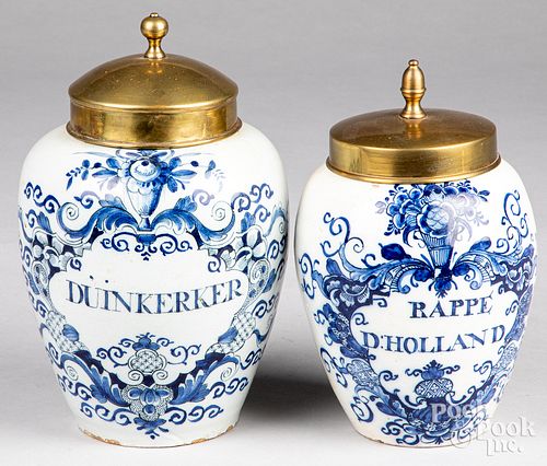 Two Delft apothecary jars, 18th c.