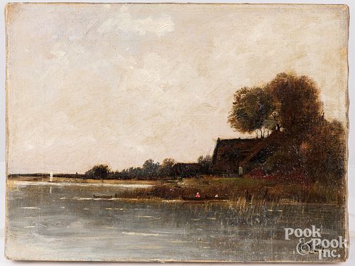 Small oil on canvas landscape, ca. 1900
