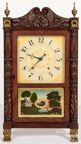 Empire mahogany mantel clock, 19th c.