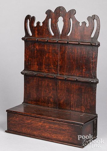 English oak spoon rack, ca. 1800