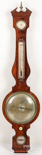 Irish mahogany banjo barometer, 19th c.
