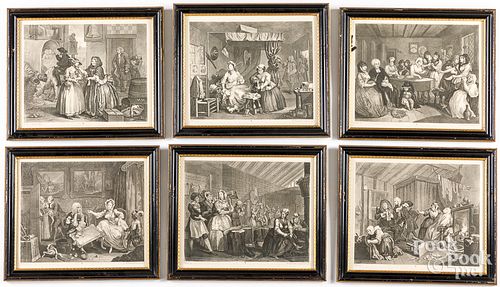 Set of six William Hogarth engravings