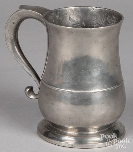 Large English pewter mug, 18th c.