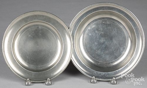 Two Philadelphia pewter plates, late 18th c.