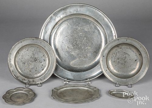 Six pieces of pewter