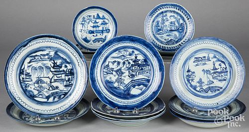 Chinese export porcelain Canton plates and bowls