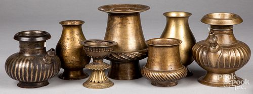 Seven Middle Eastern bronze vessels