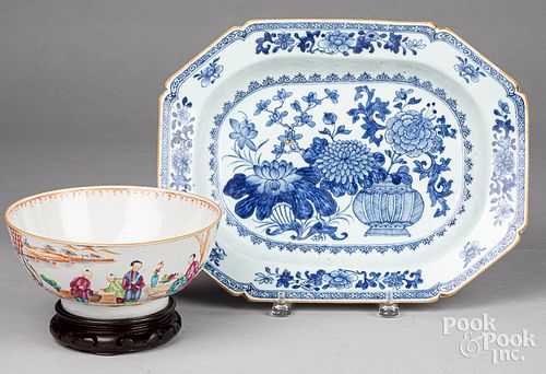 Chinese export porcelain platter and bowl