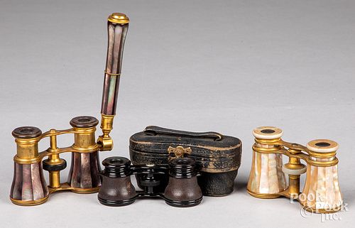 Three sets of French lorgnettes, 19th c.
