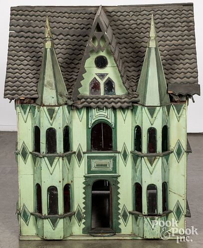 Large Victorian painted house model, late 19th c.