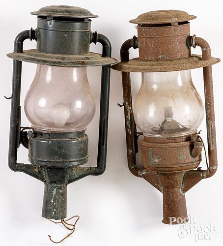 Two Dietz no. 3 globe street lanterns, 19th c.