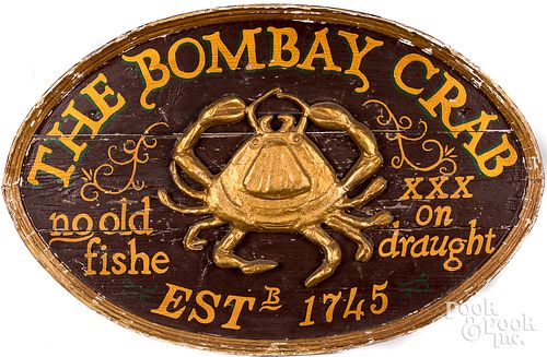 Painted The Bombay Crab tavern trade sign