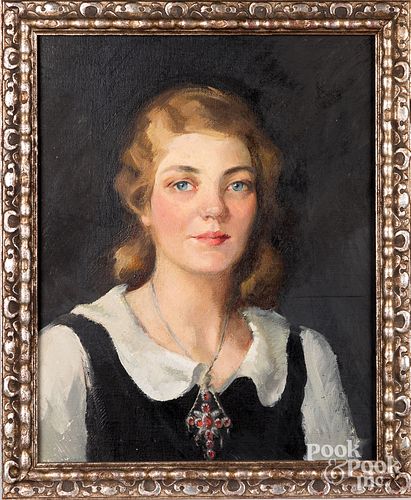 Oil on board portrait of a Grace Keast, 20th c.