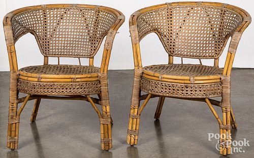 Pair of bamboo and rattan chairs, ca. 1900