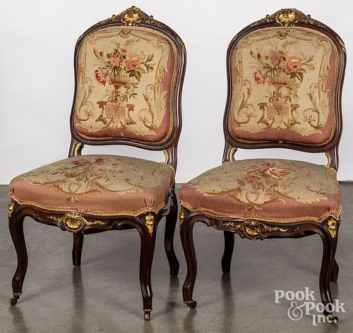 Pair of Victorian rosewood side chairs, 19th c.
