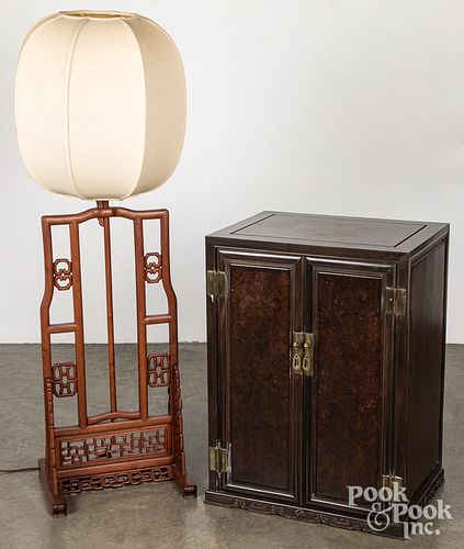 Chinese cabinet and floor lamp