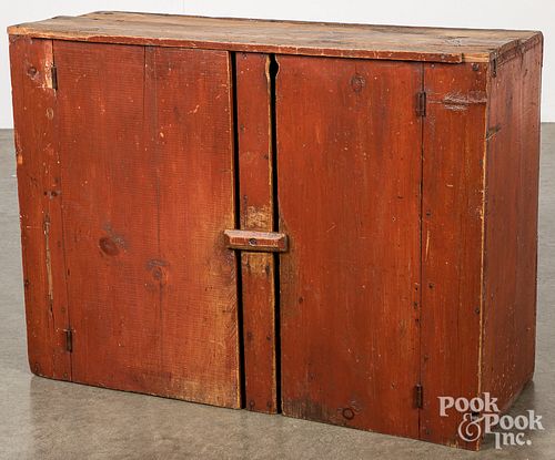Red painted hanging cupboard, 19th c.